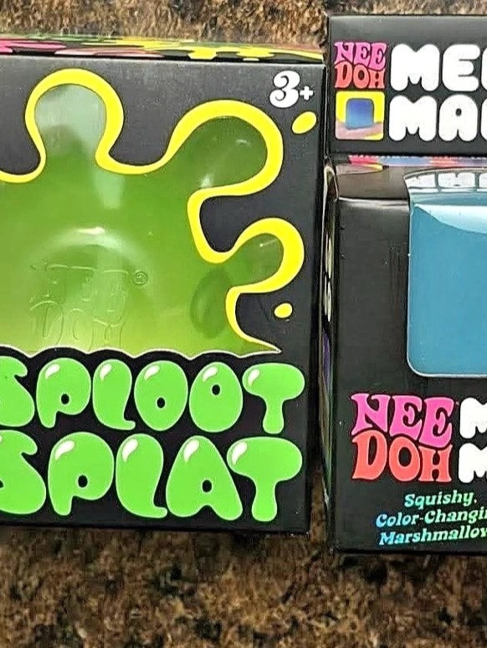 Nee Doh Poo Doh Sploot Splaat and Nee Doh Mello Mallo Squishy Sensory Toy Set